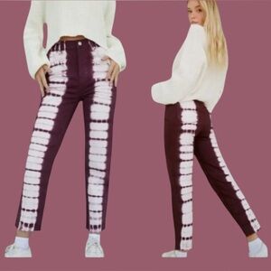 🔥PACSUN! ULTRA COOL TRENDING! ECO RASPBERRY TIE DYE HIGH WAISTED JEANS!